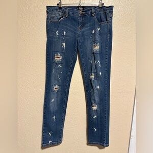 Abbey Dawn Distressed Jeans by Avril Lavigne Star Pockets Y2K Vintage‎ Size 13